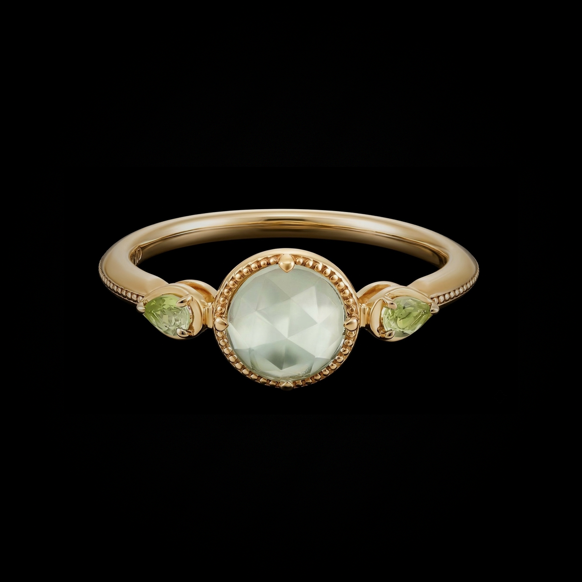 Anillo "Estrato" Prasiolita Verde y Peridoto