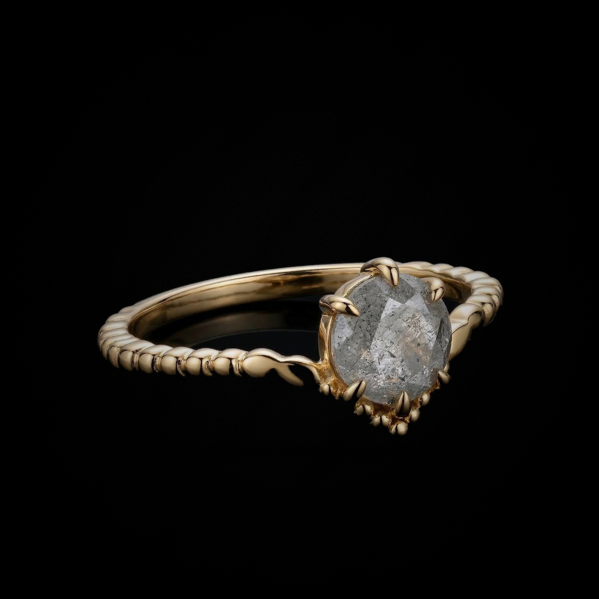 Anillo "Sedimento" Labradorita Gris